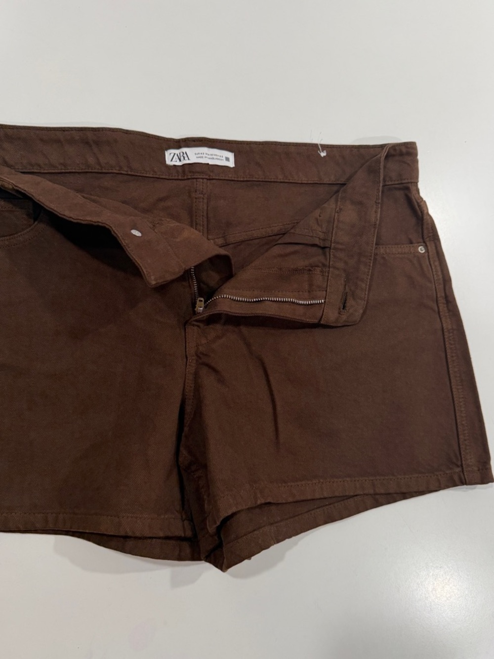 ZARA Brown High-Rise 100% Cotton Shorts size 10 - Like New!